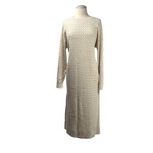 Treasure & Bond Beige Oatmeal Light Knit Long Sleeve Maxi Sweater Dress XL